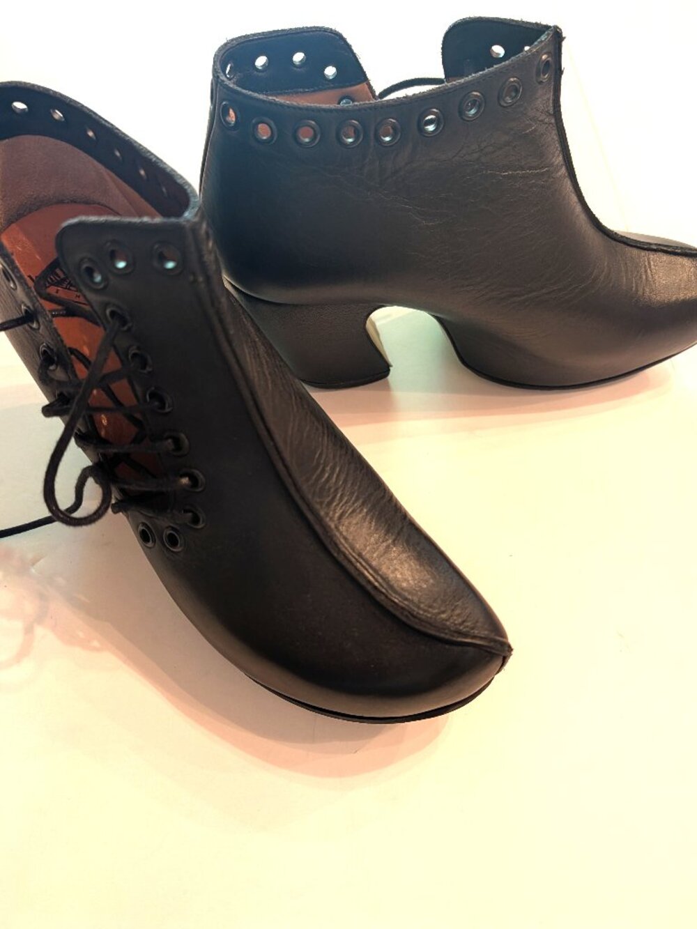 John Fleuvog leather platform booties (like new)